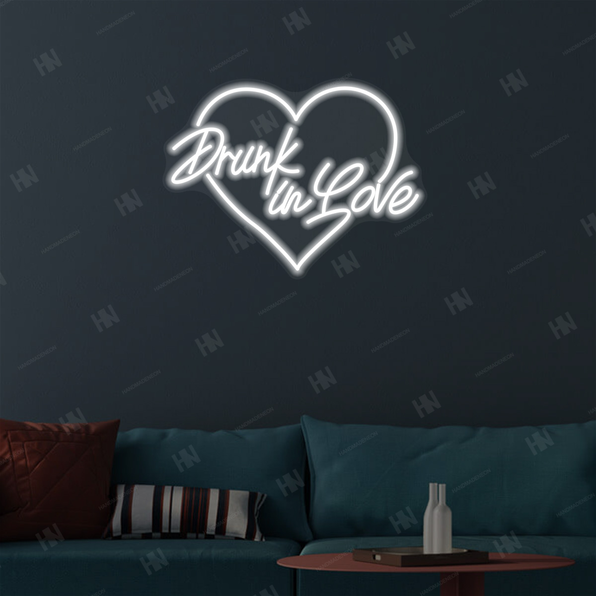 Drunk in Love Neon Sign white