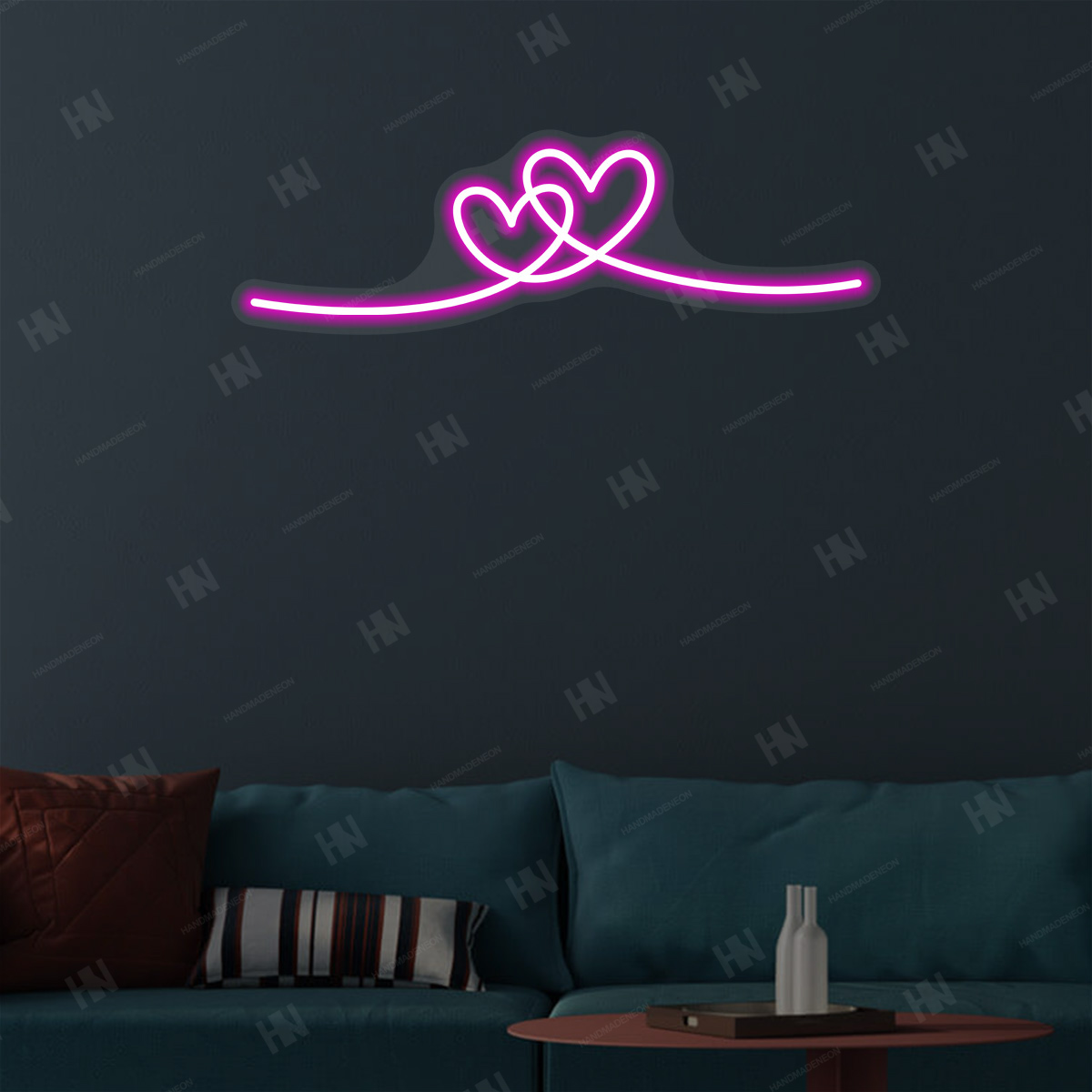 Line Art Heart LED Neon Sign