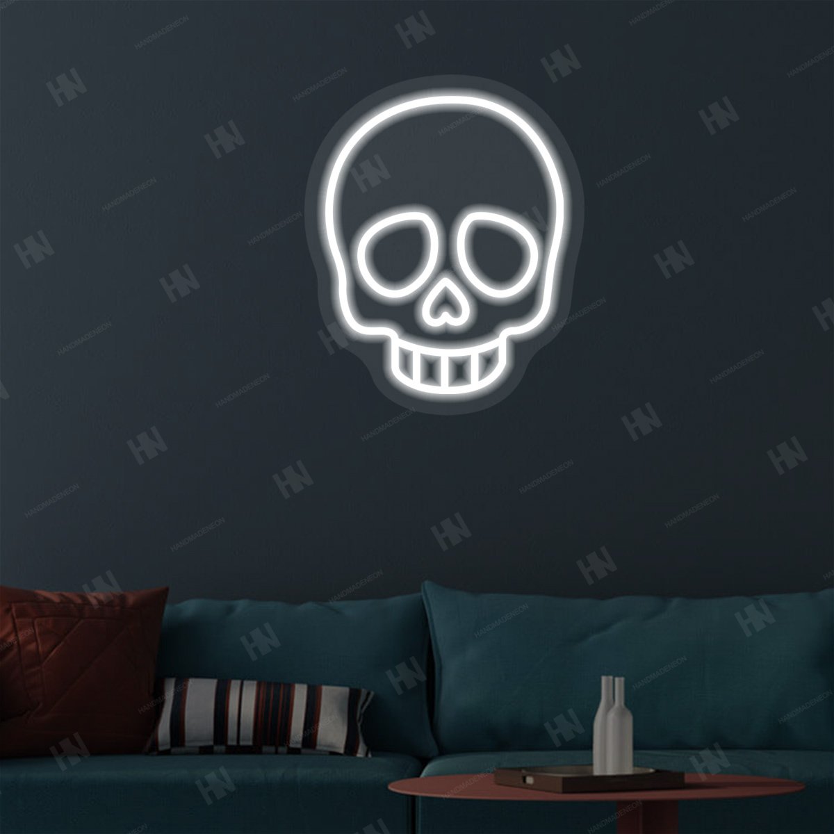 White LED Skull Neon Sign